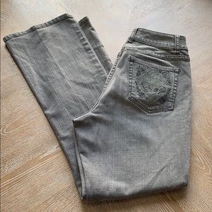 CHICO’S Platinum Grey Denim Embellished Jeans 8